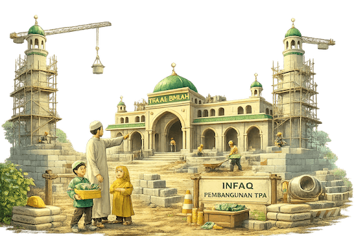 Masjid yang sedang dibangun dengan tema donasi